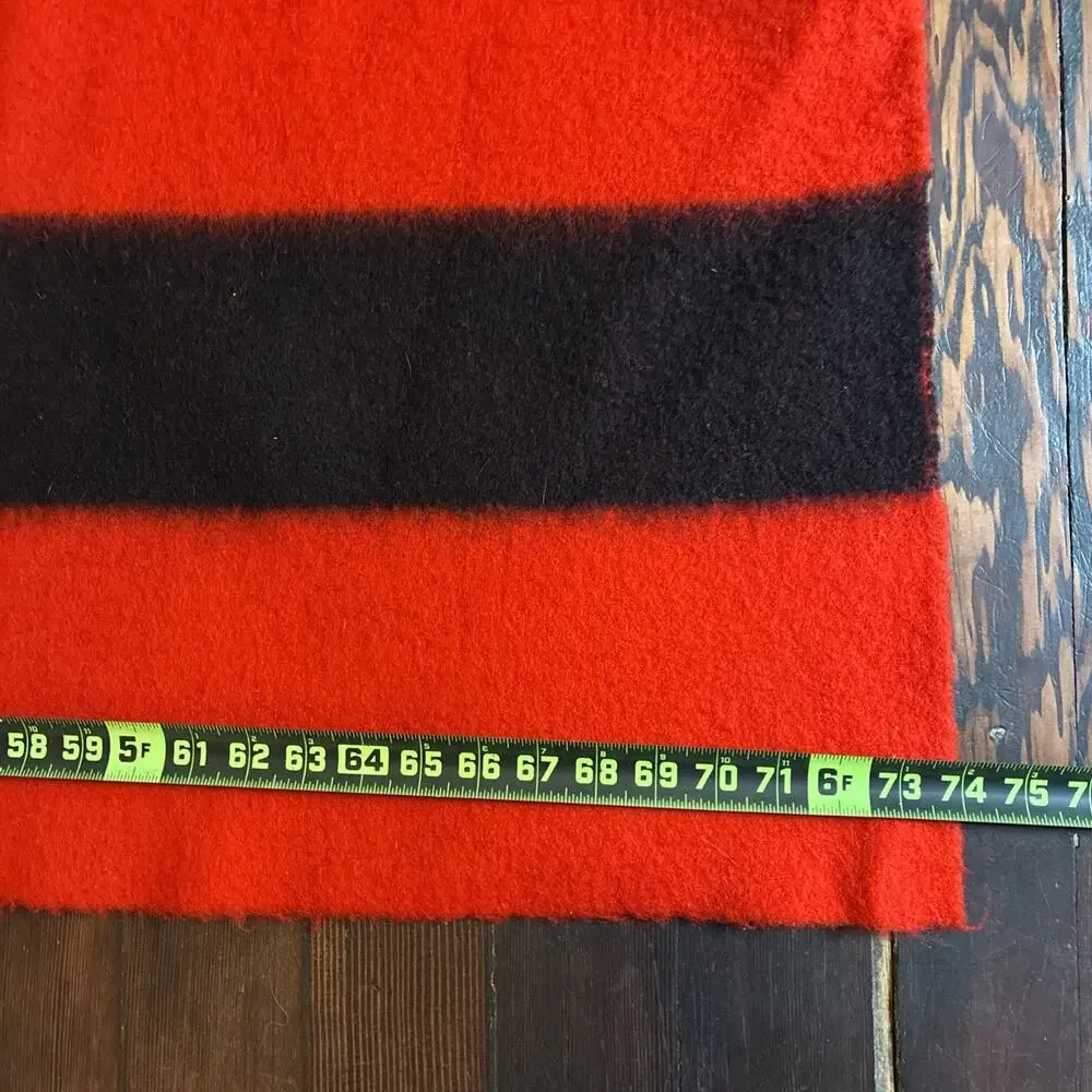 Vintage Hudson Bay Blanket Red Wool Striped 4 Point Queen Gold Label 1930s 84x74